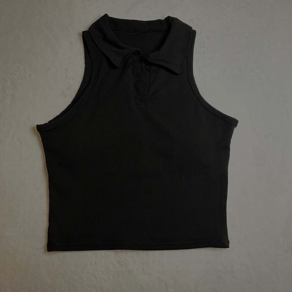 Crinkle Knit Sleeveless Polo